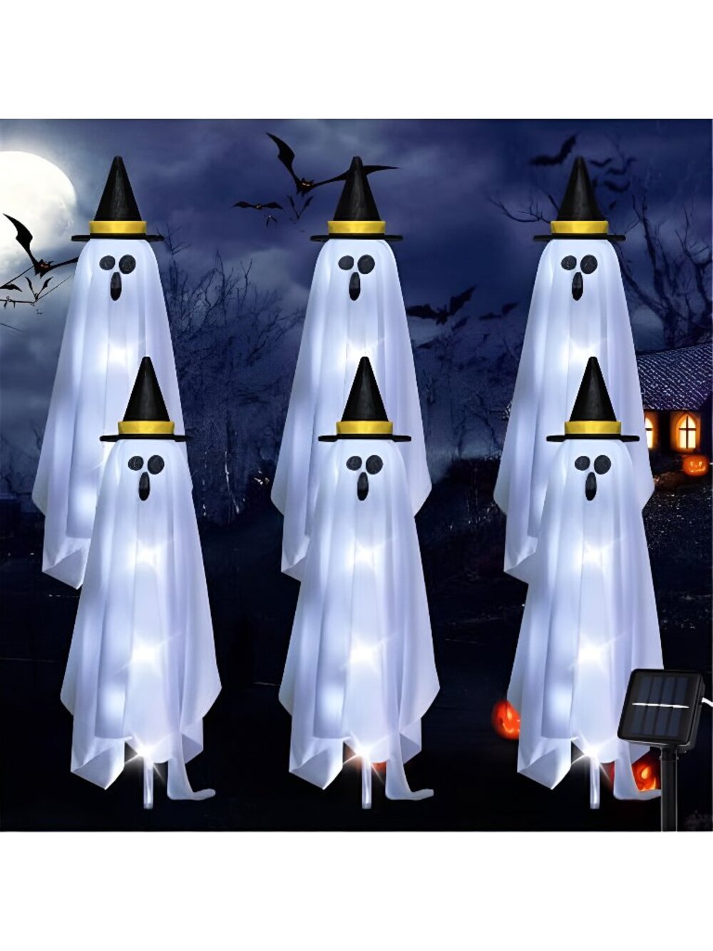 Halloween Decorations Solar Ghost Lights Outdoor, 6-Packs Solar Garden Spooky